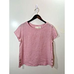 Cynthia‎ Rowley Women’s Linen Blouse Size S Pink Colorful Minimalism Beachy Airy